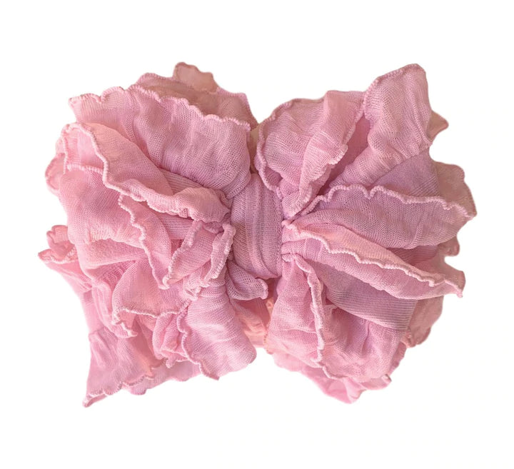 Bubblegum Pink Frilly Ruffle Bow