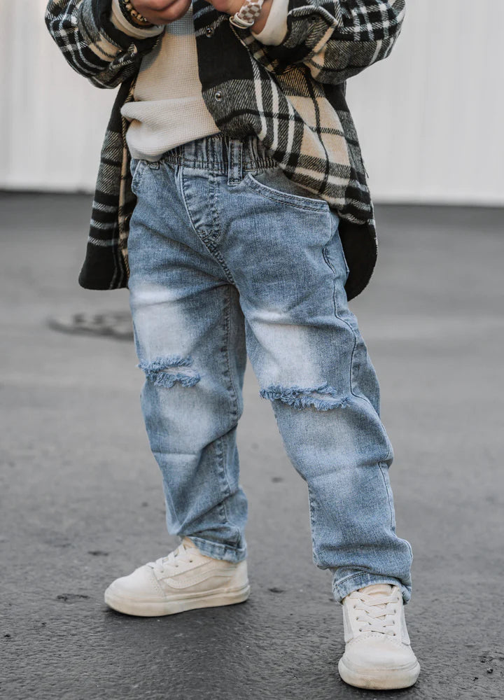 Relaxed Fit Distressed Denim