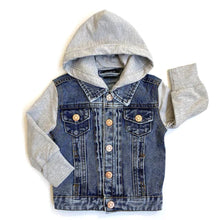 Load image into Gallery viewer, Hooded Denim Jacket - Grey
