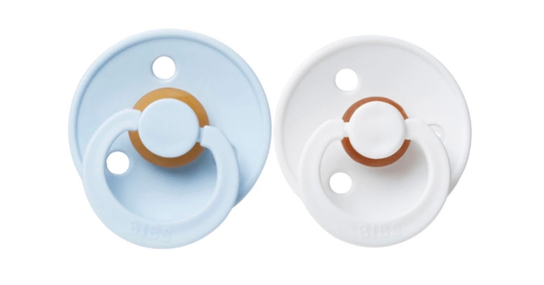 White/Baby Blue Pacifier Set