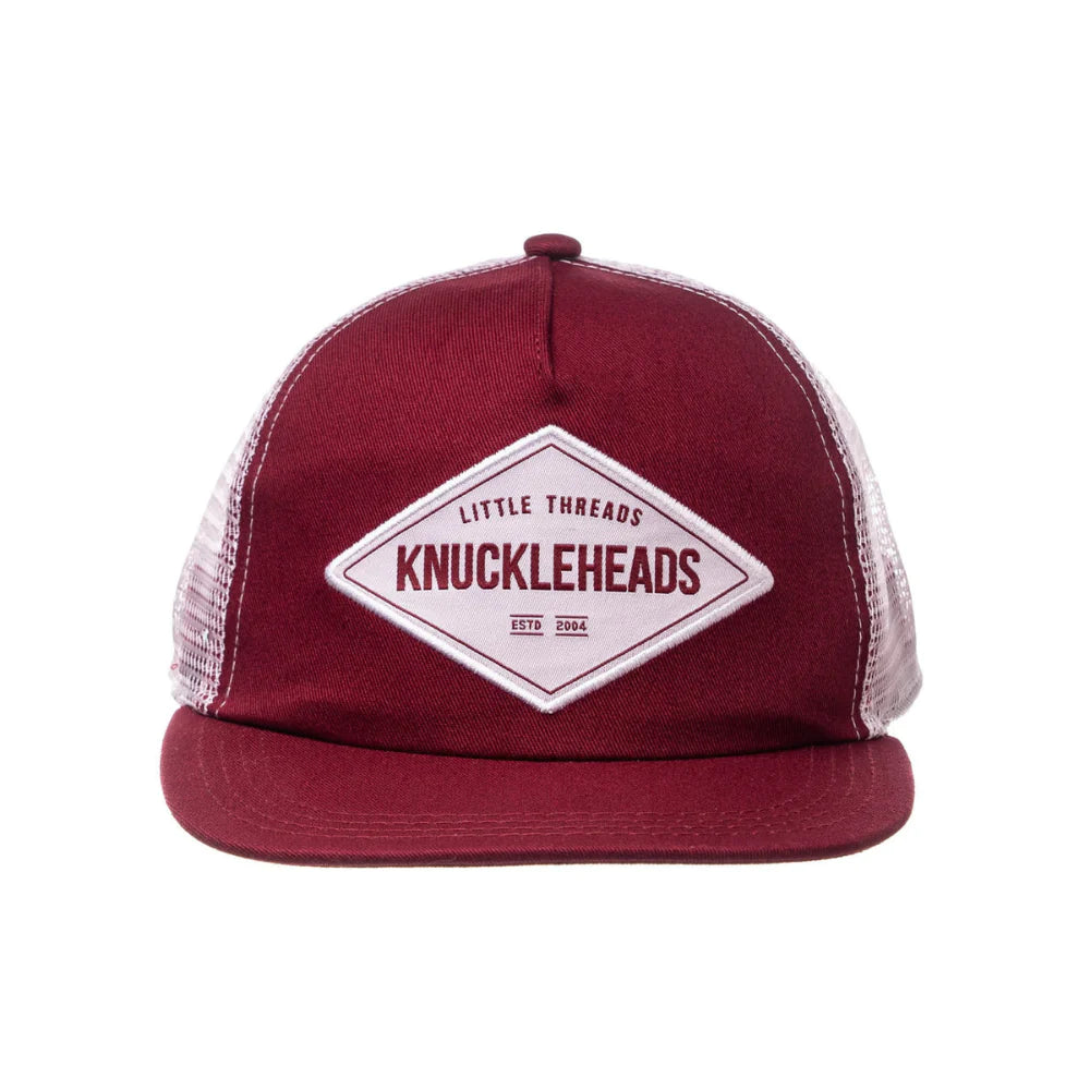 Knuckleheads Kids Trucker Hat Diamond Snapback Flat Bill Crimson