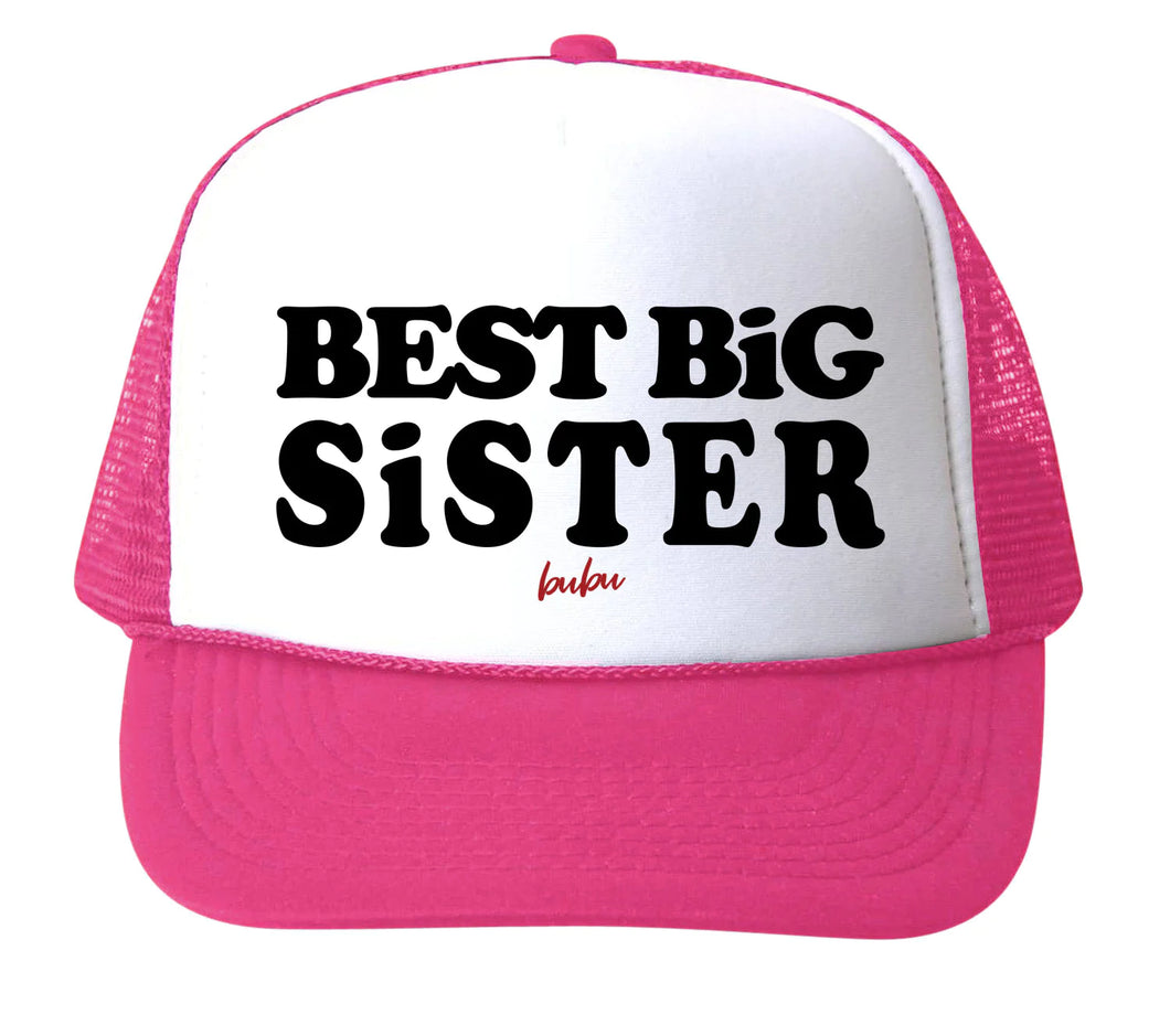 Best Big Sister Hot Pink & White Trucker Hat